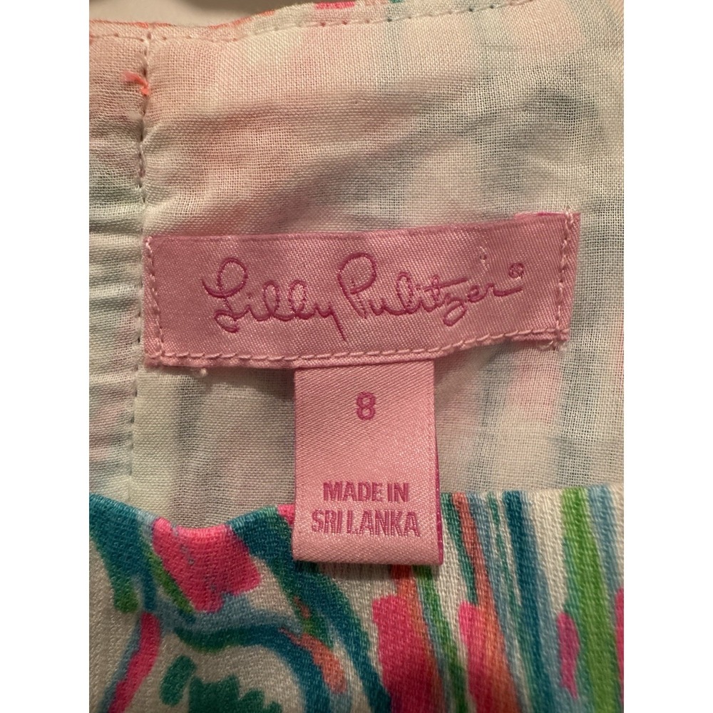 Lilly Pulitzer Simone Shift Dress Sleeveless Sz 8 Bright Seashell Cotton - Picture 3 of 11